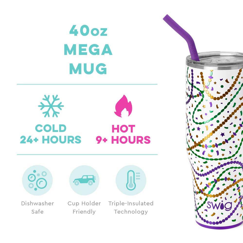 Mardi Gras Swig Mega Mug 40oz