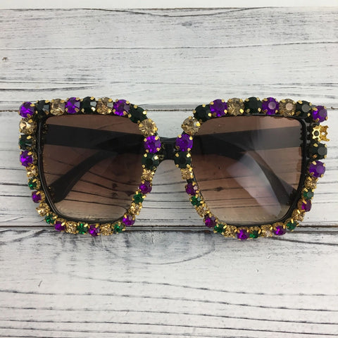 Large Mardi Gras Rhinestone Sunglasses | Jubilee Gift Shop display picture 1