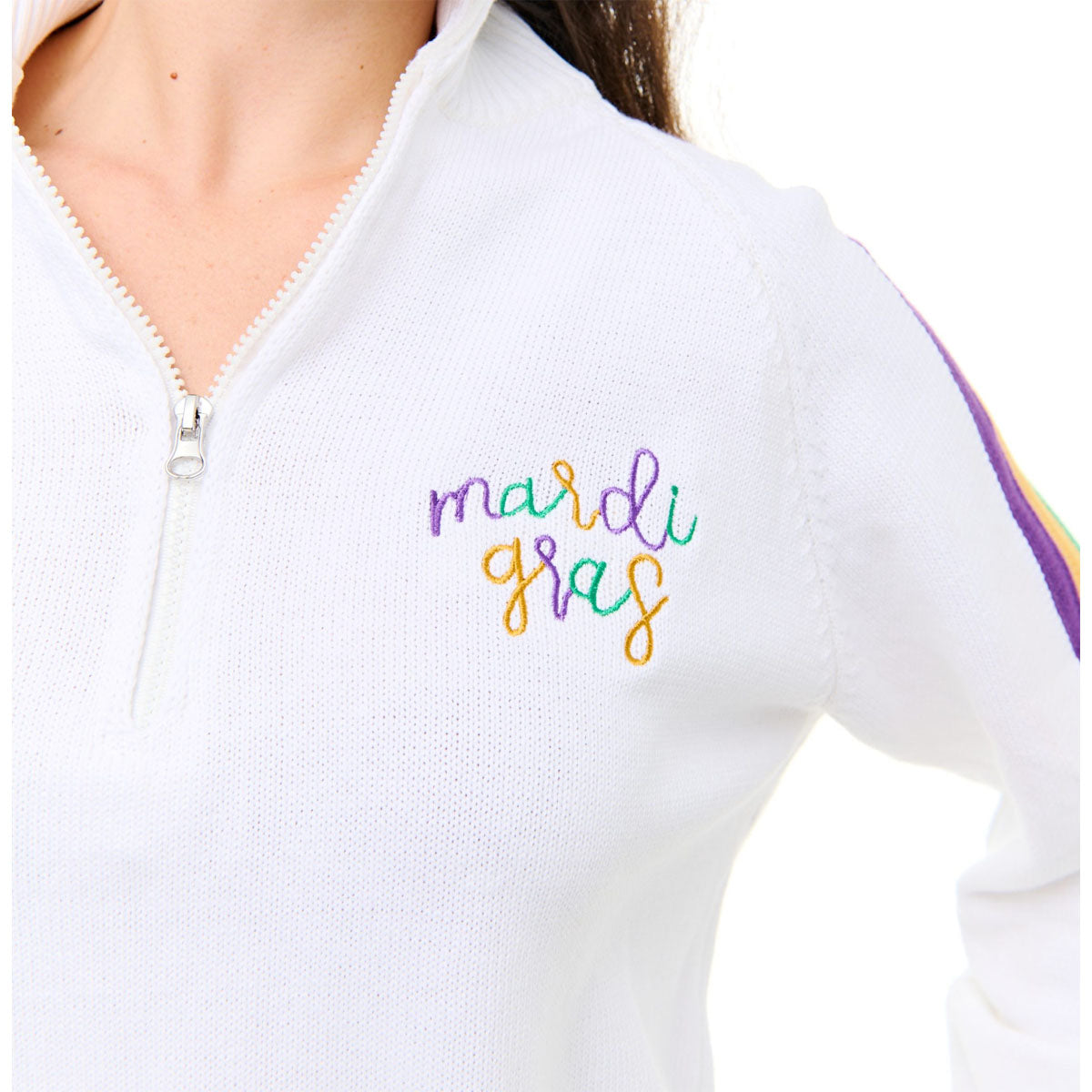 MG embroidered quarter zip sweater