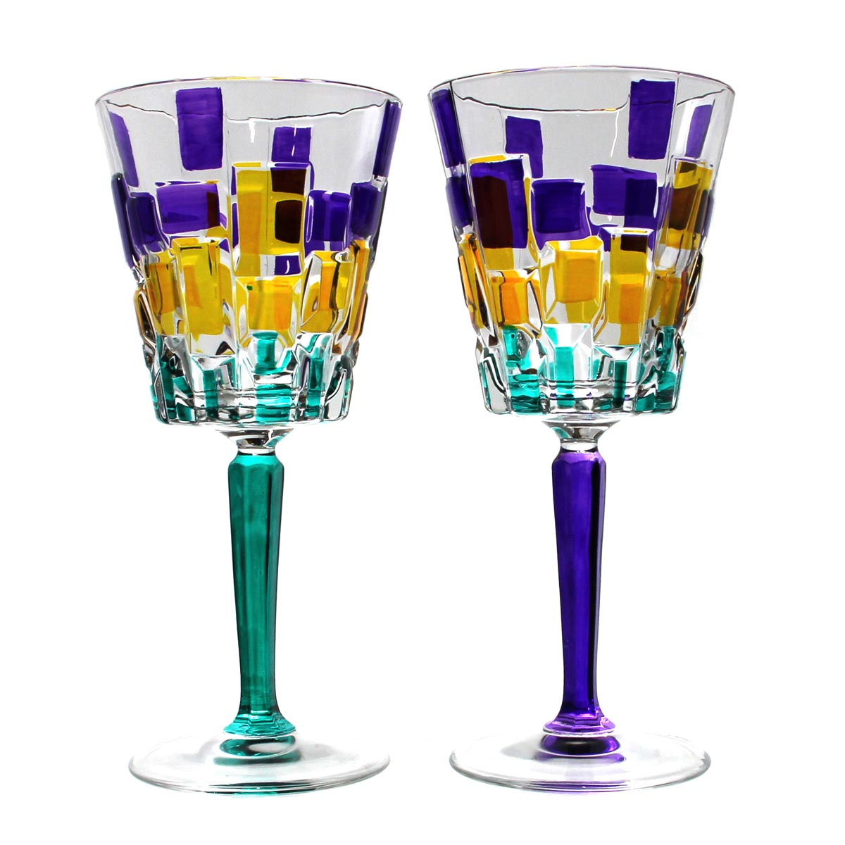 Mardi Gras Frank Lloyd Wright Wine Glass