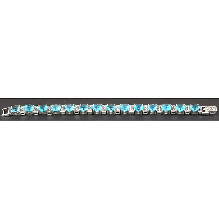 Sterling Silver Bracelet Blue Zircon Zirconia
