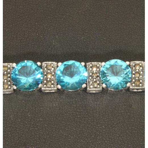 Sterling Silver Bracelet Blue Zircon Zirconia