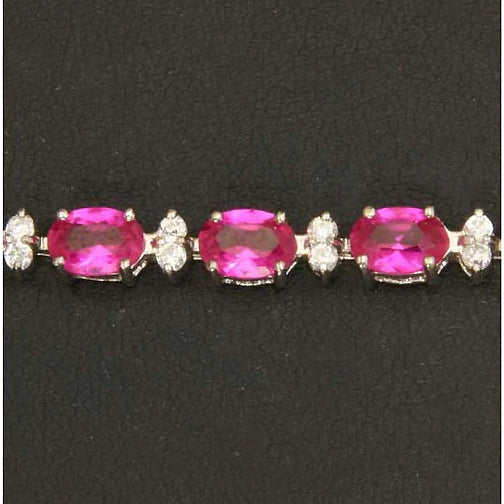 Sterling Silver Bracelet Pink Sapphire 7"