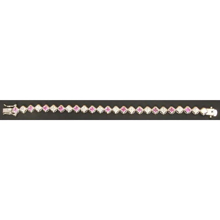 Sterling Silver Bracelet Pink Sapphire