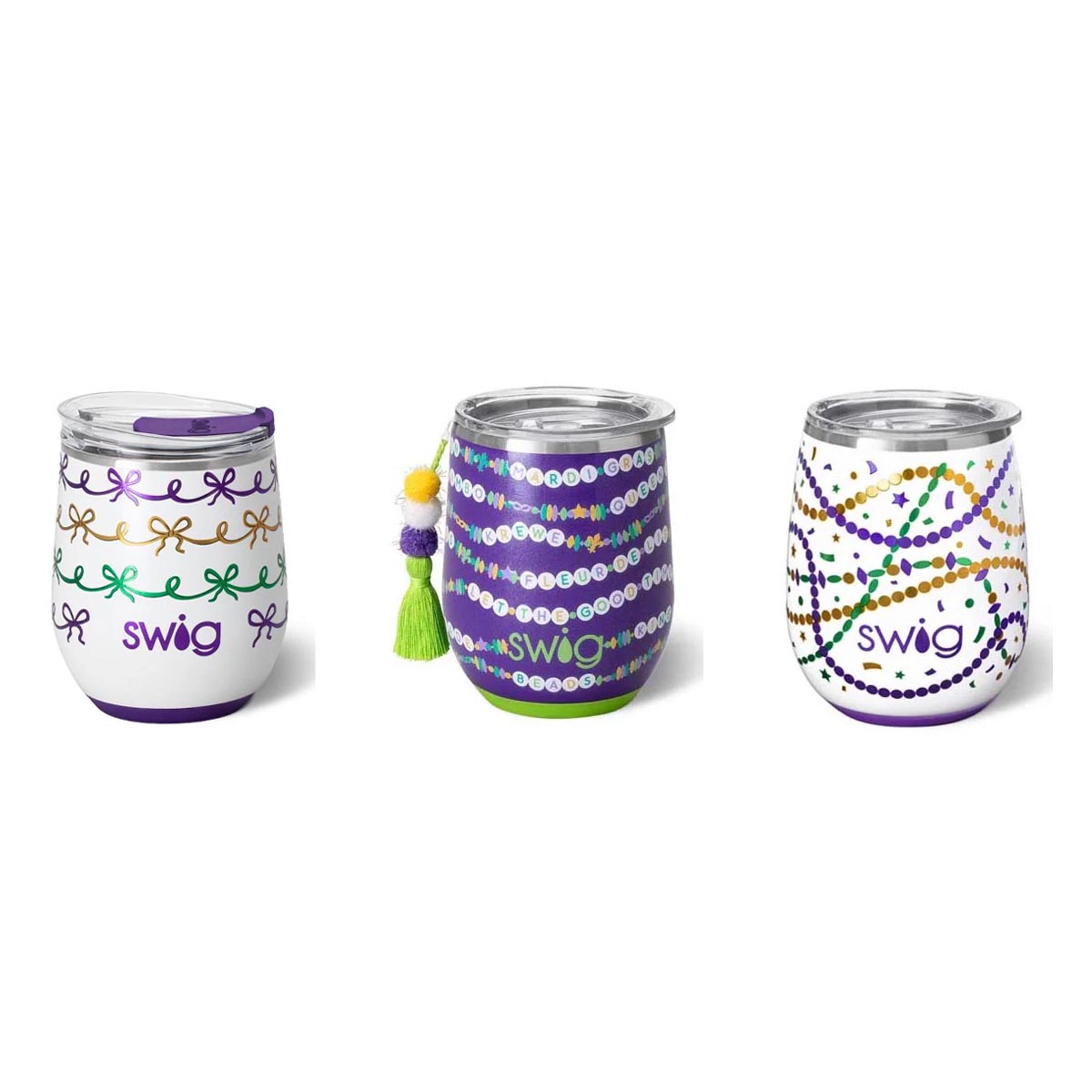 Mardi Gras Swig Stemless Wine Cup