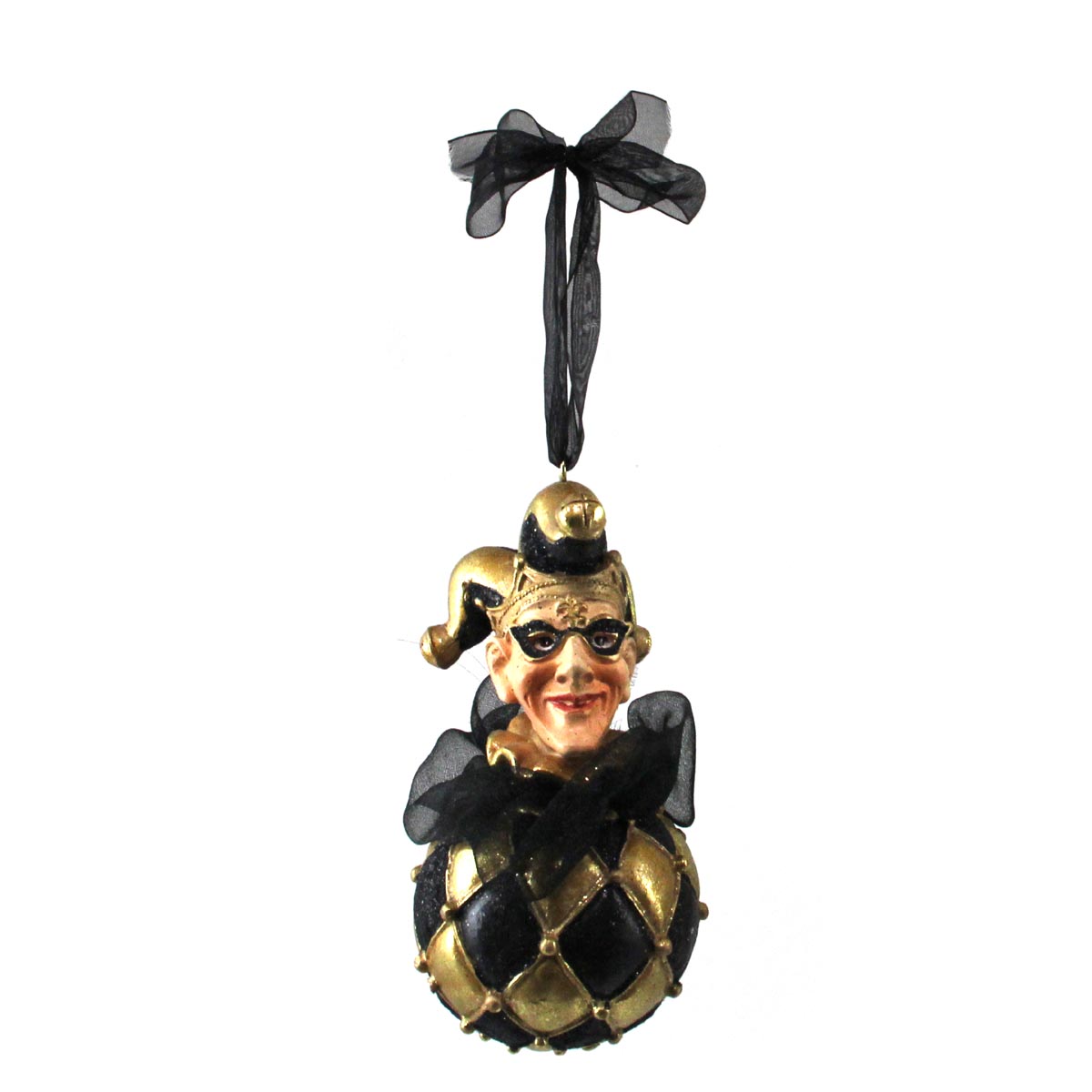 Jester Head on a Harlequin Ball Ornament