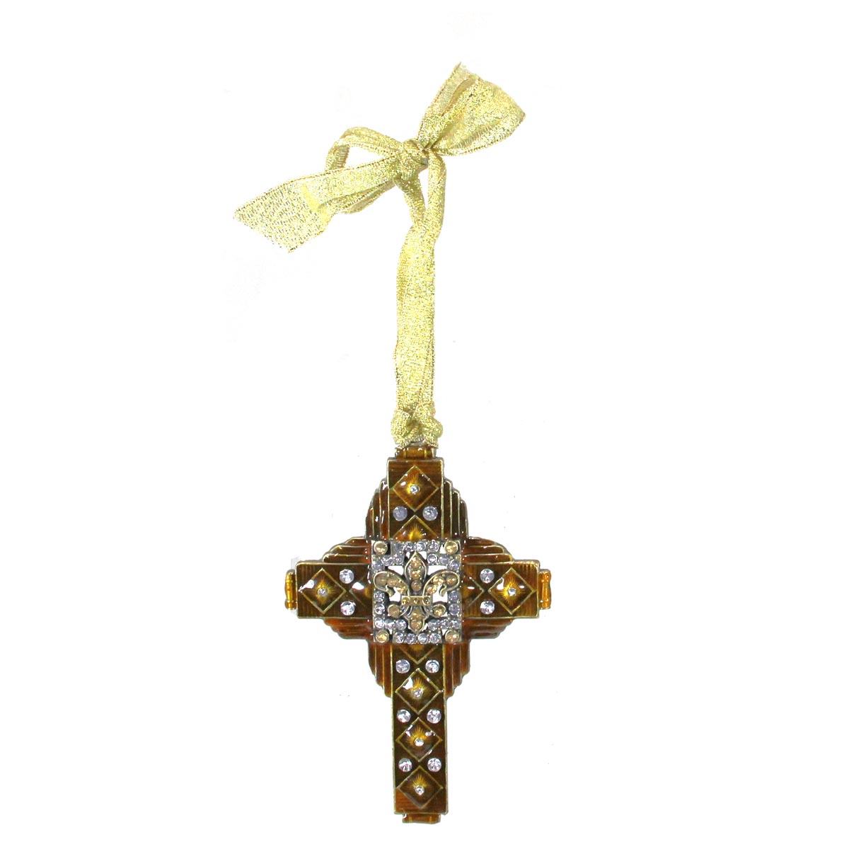Cloisonne Fleur De Lis Art Deco Cross