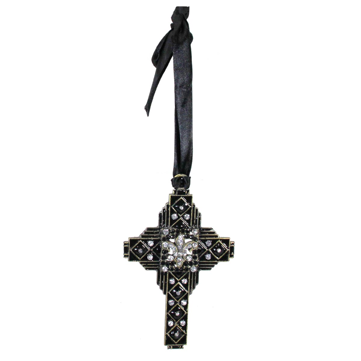 Cloisonne Fleur De Lis Art Deco Cross