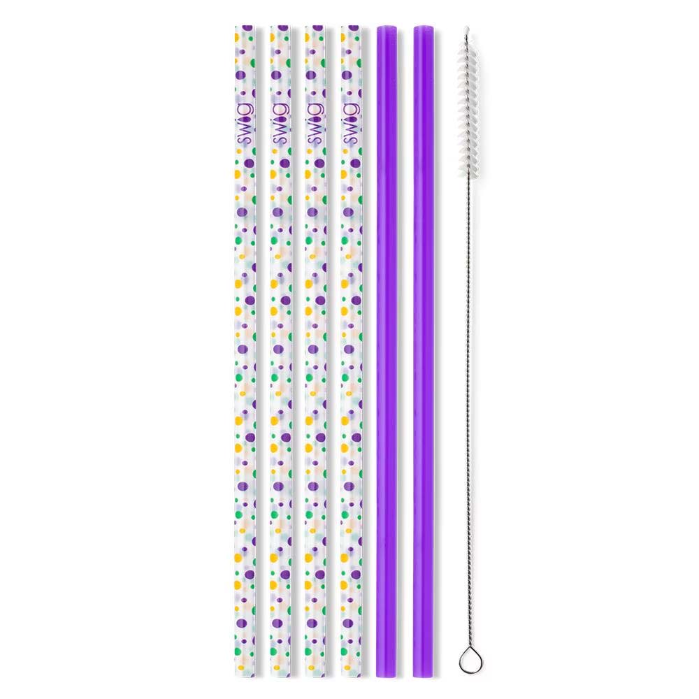 Mardi Gras Hey Mister! Purple Reusable Straw Set