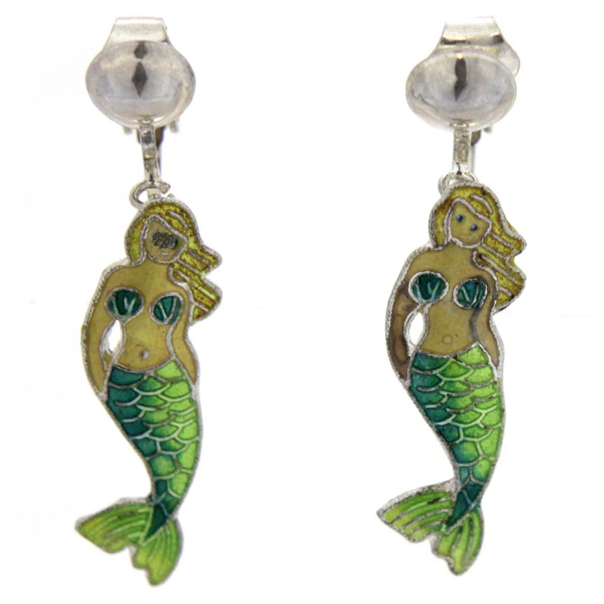 Mermaid Sterling & Enamel Earrings