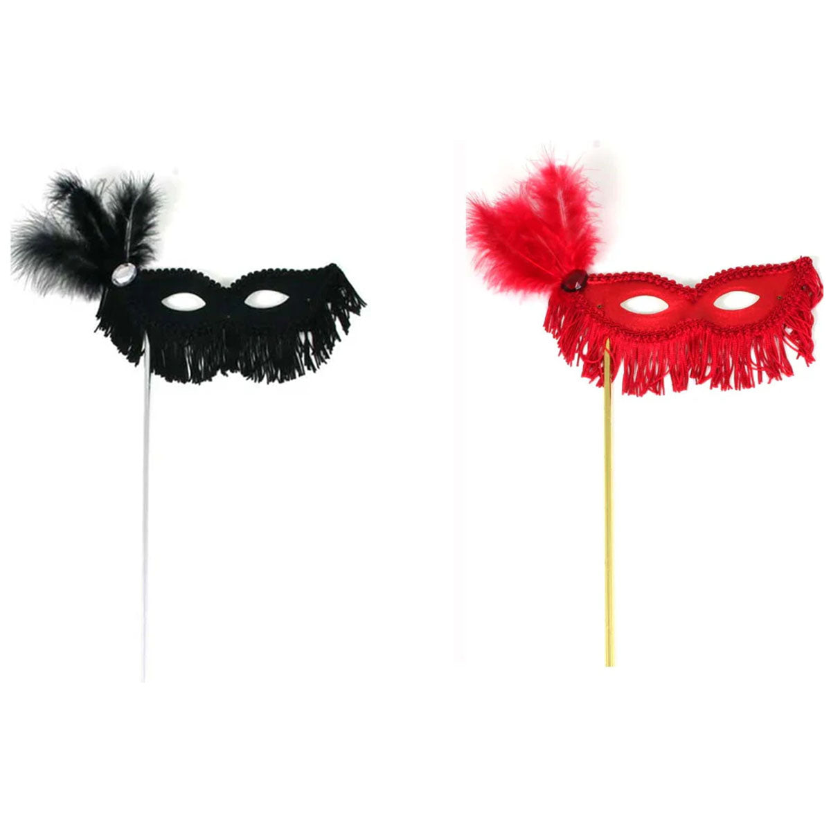 Mask on Stick w/Fringe