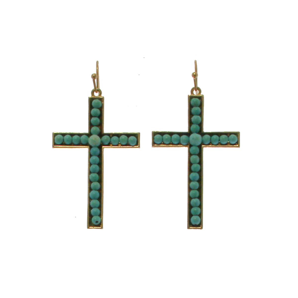 Gold Cross Earrings w/Semi-precious stones