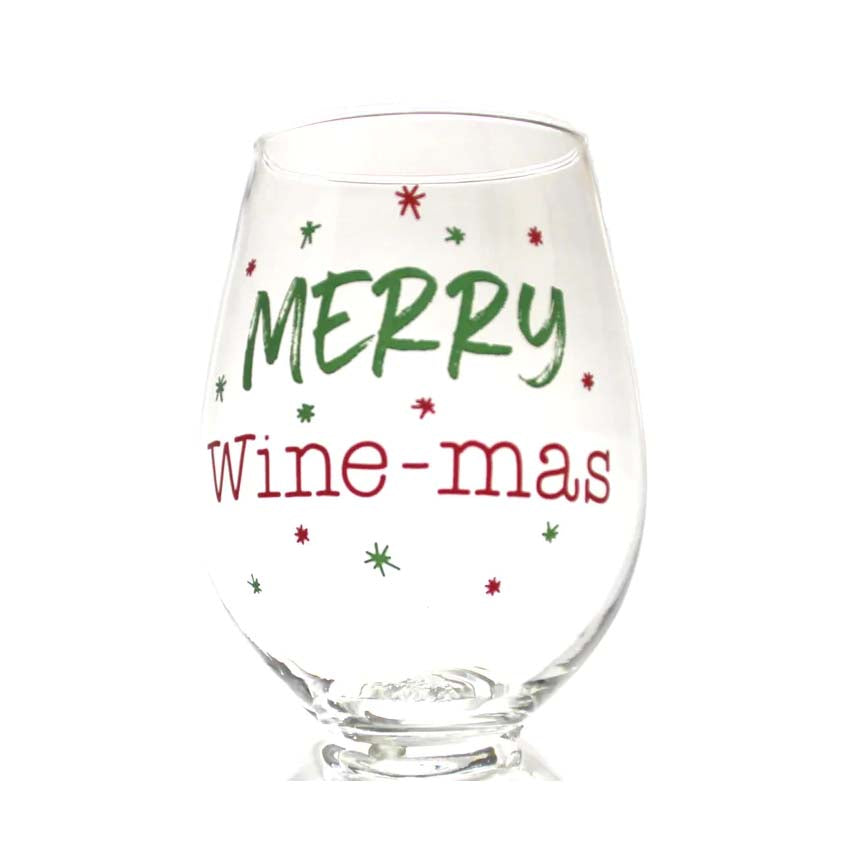 Stemless Merry Wine-Mas Glass