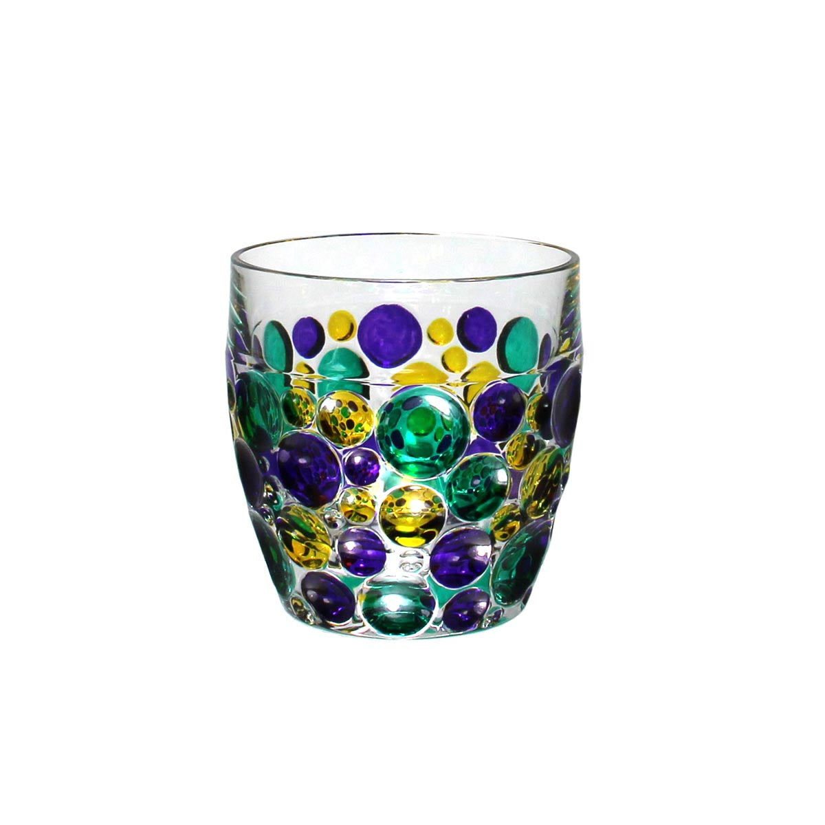 Mardi Gras Double Old Fashioned Glass, Kaleidoscope