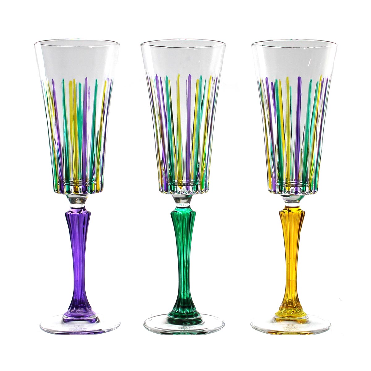 Mardi Gras Timeless Flute Glass Calice Flute