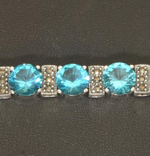 Sterling Silver Bracelet Blue Zircon Zirconia