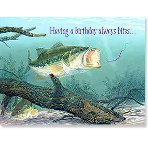 Birthday Card: Having a birthday always bites... (image of fish)