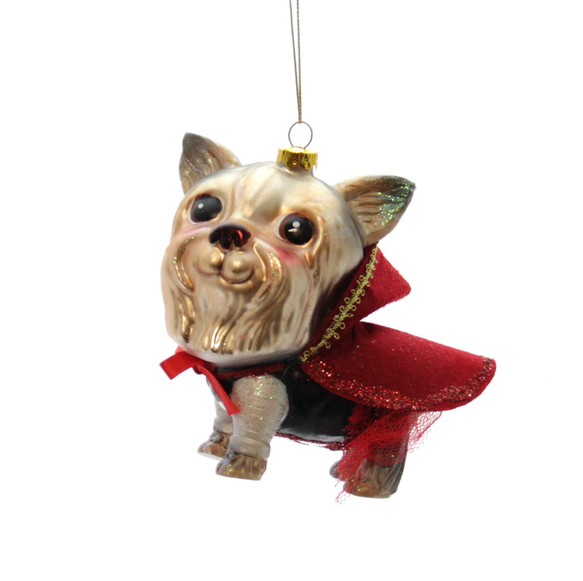 Yorkie with Red Cape Ornament