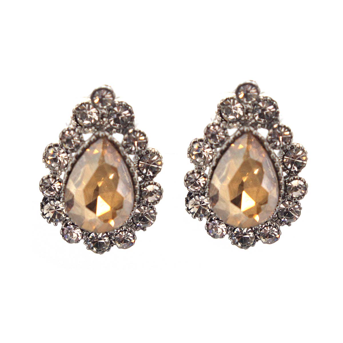 Pear Rhinestone Frame Earrings