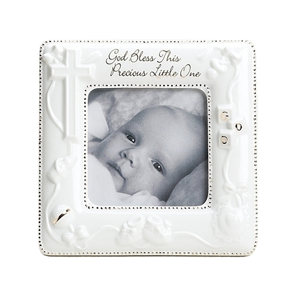 Porcelain Baby Frame - "God Bless This Precious Little One"