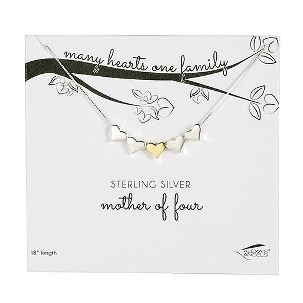 Mother of Four Necklace Sterling Silver 18"