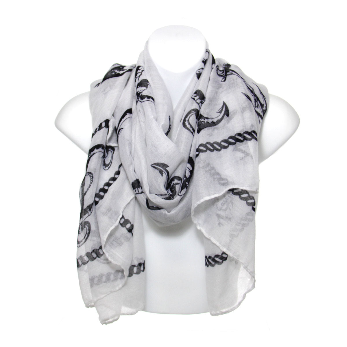 Scarf with black anchors