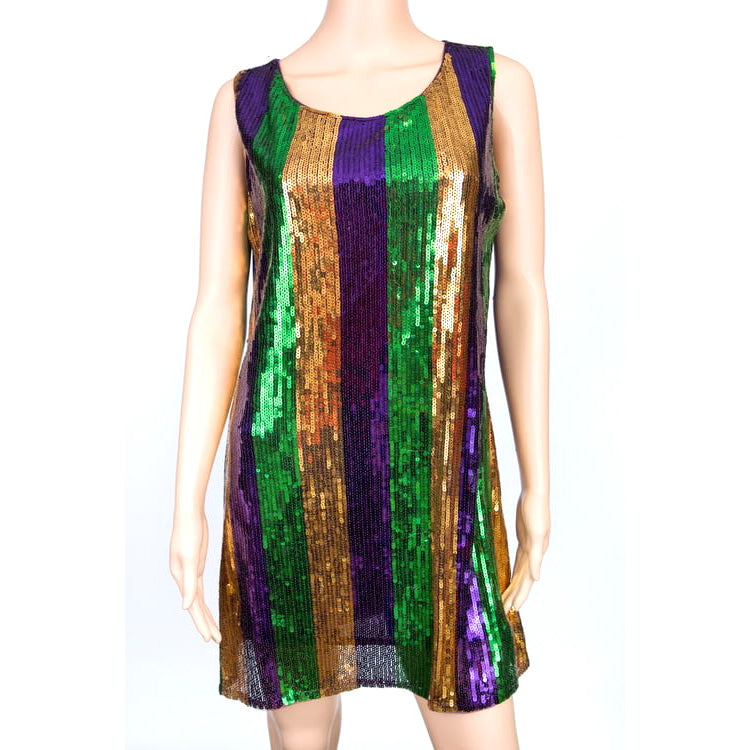 Mardi Gras Sequin Stripe Dress