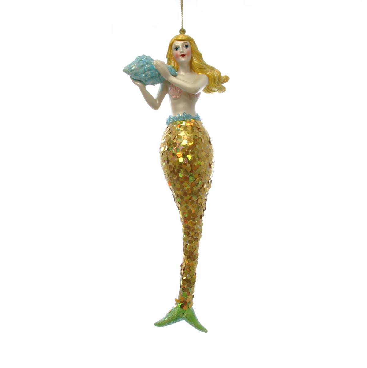 Glitter Mermaid Ornament - Gold