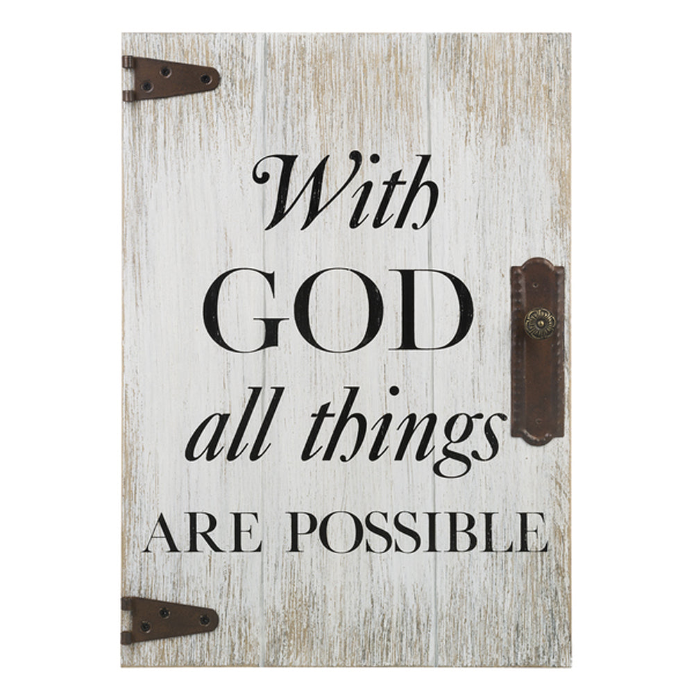 Door Plaque With God All things are possible