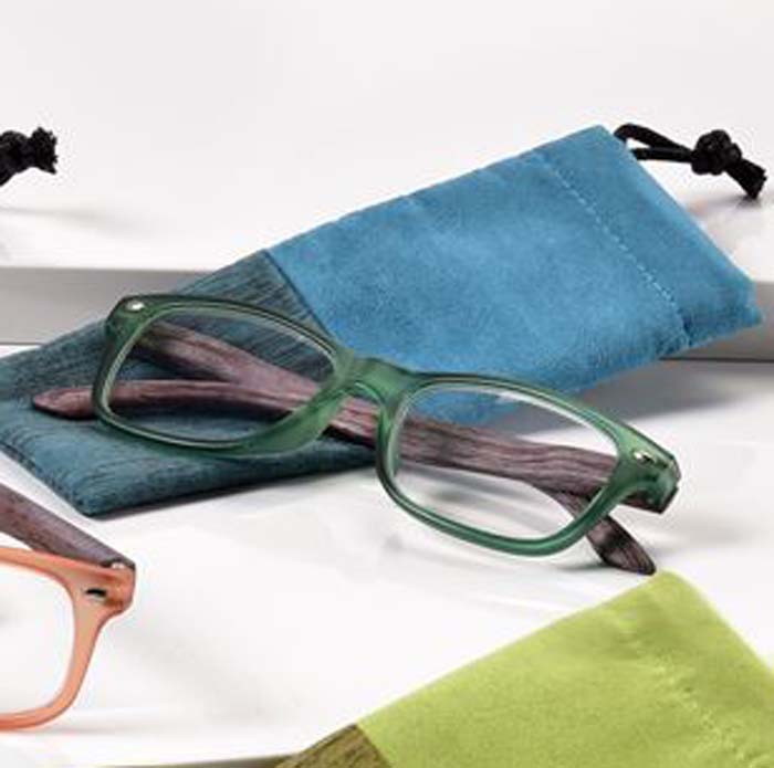 '+2.00 Spring Hinge Glasses with Case-Teal