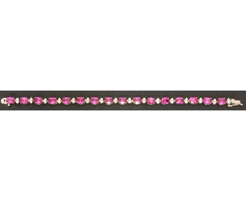 Sterling Silver Bracelet Pink Sapphire 7"
