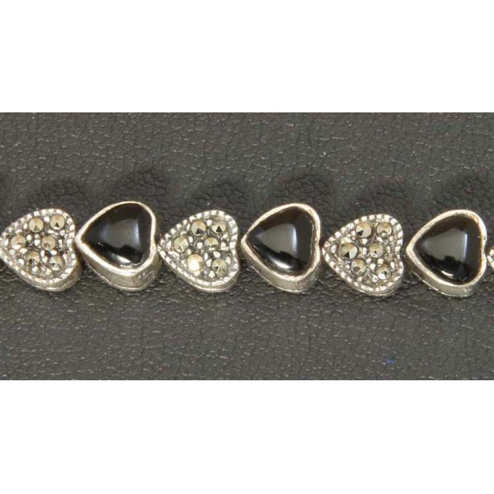 Heart Sterling Silver Bracelet Onyx