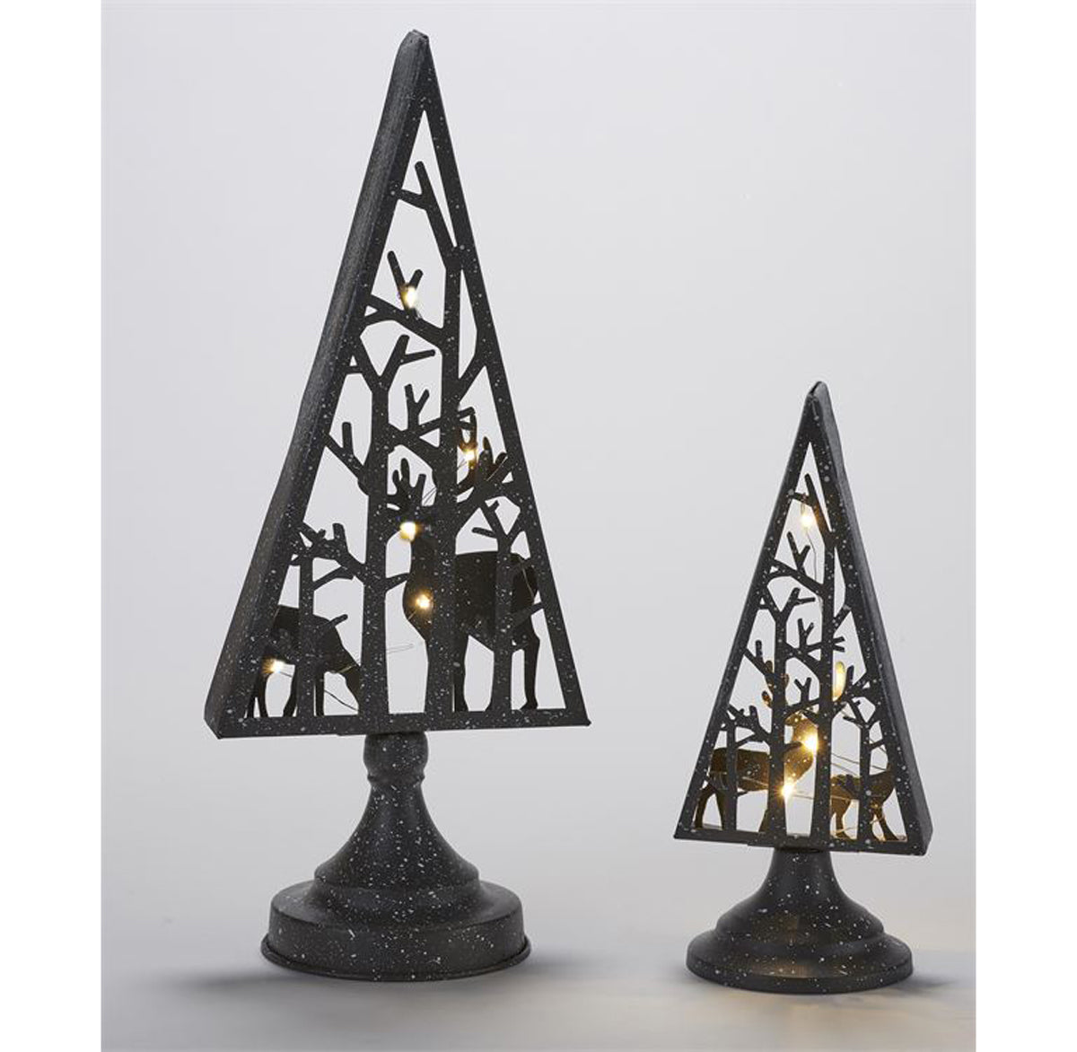 Metal LED Trees with/Reindeer set of 2