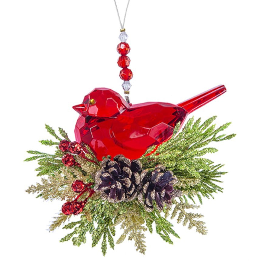 Krystal Pine Red Bird Ornament