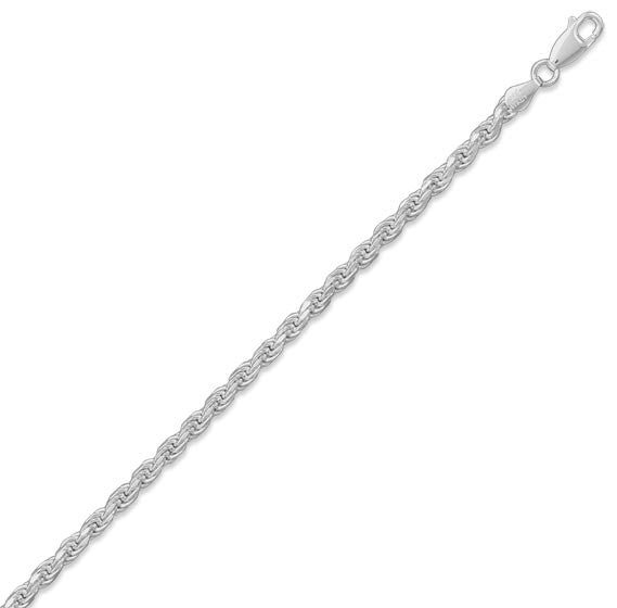 Sterling Silver 16" Diamond Cut Rope Chain (3mm)