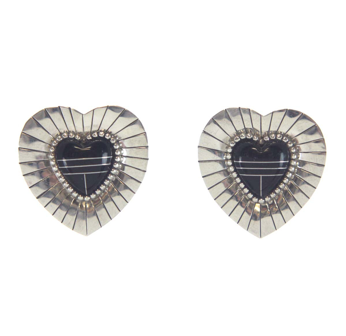 Heart Onyx Earrings Sterling Silver