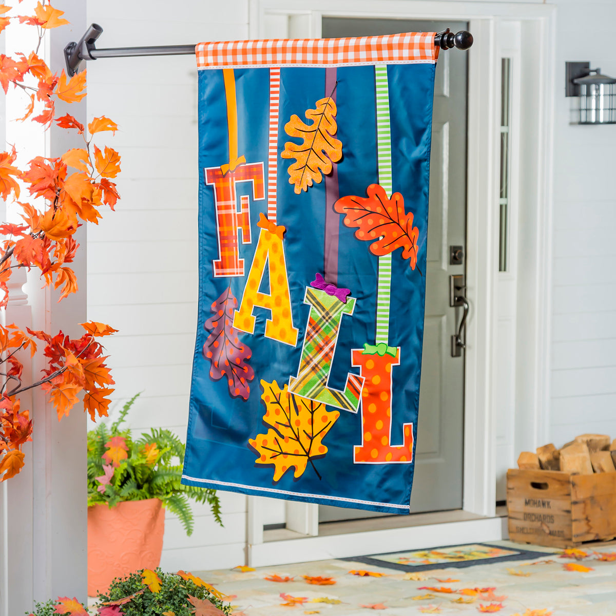 Falling Leaves House Applique Flag