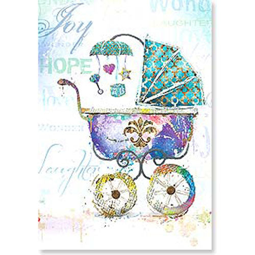 Baby Shower Card w/baby carriage on front