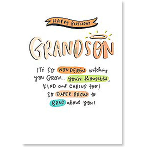 Happy Birthday Card: Grandson it's so wonderful...