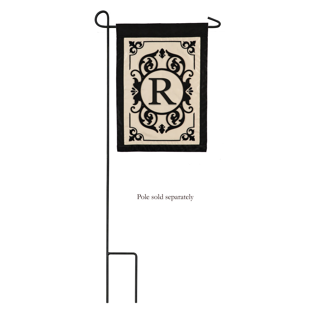 Cambridge Monogram Garden Applique Flag, "R"