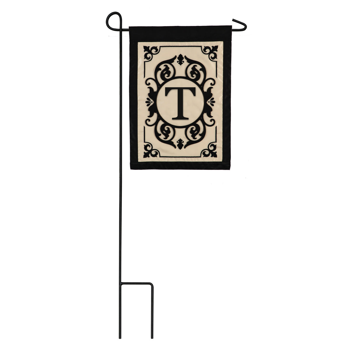 Cambridge Monogram Garden Applique Flag, "T"