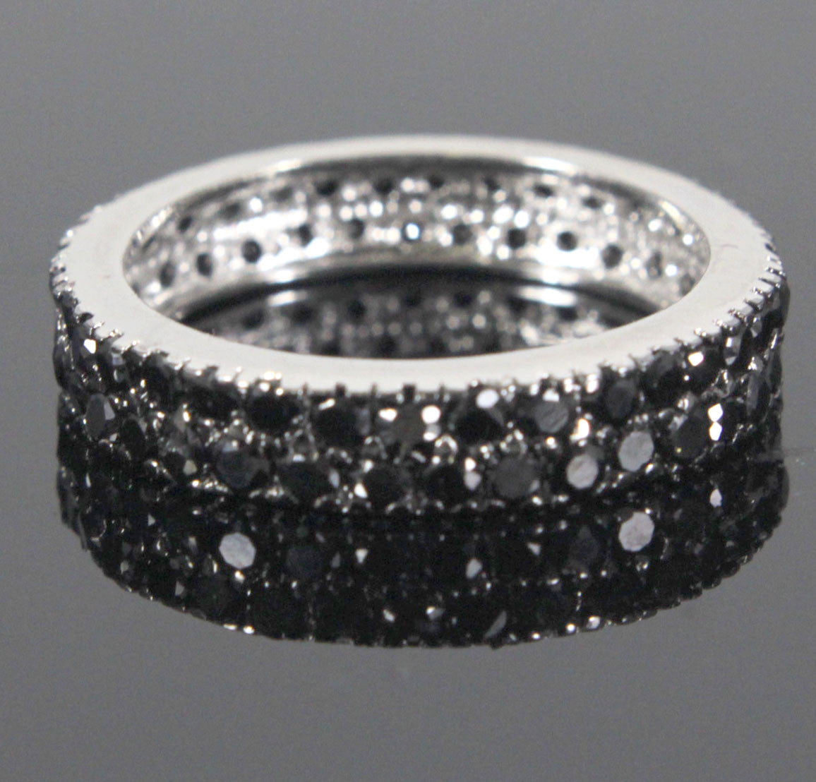 Sterling Silver Eternity Ring Onyx Zirconia Size 9