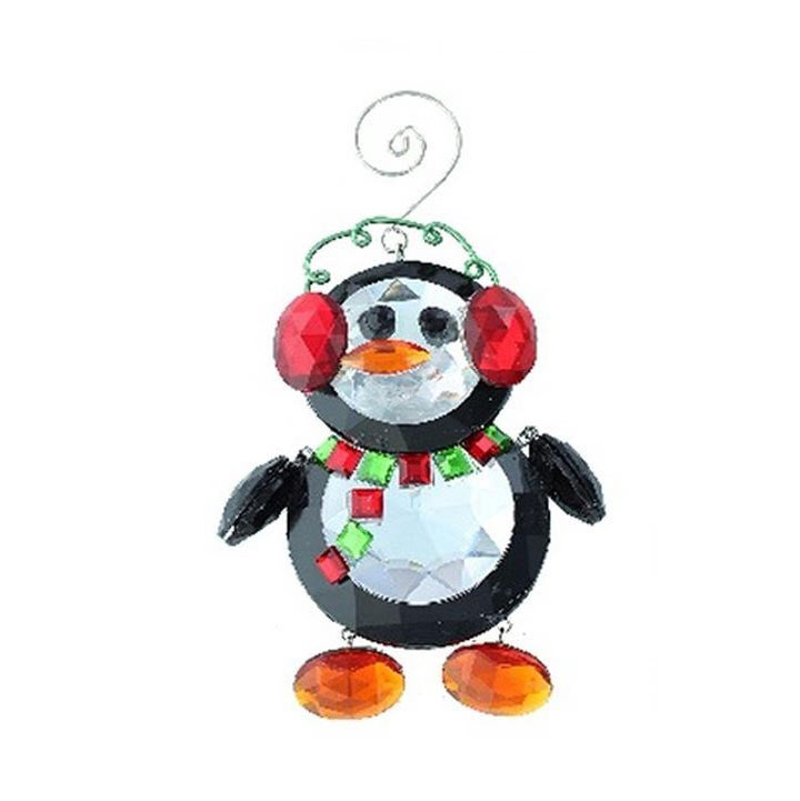 Acrylic Penguin with Ear Muffs Ornament