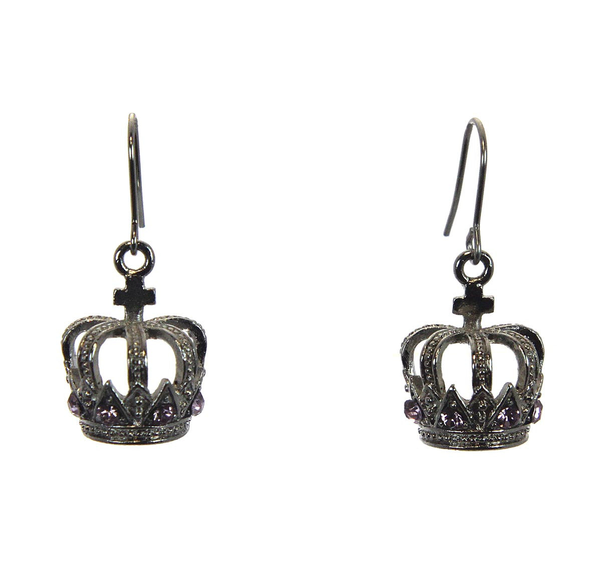 Crown Cross Earrings Lavender