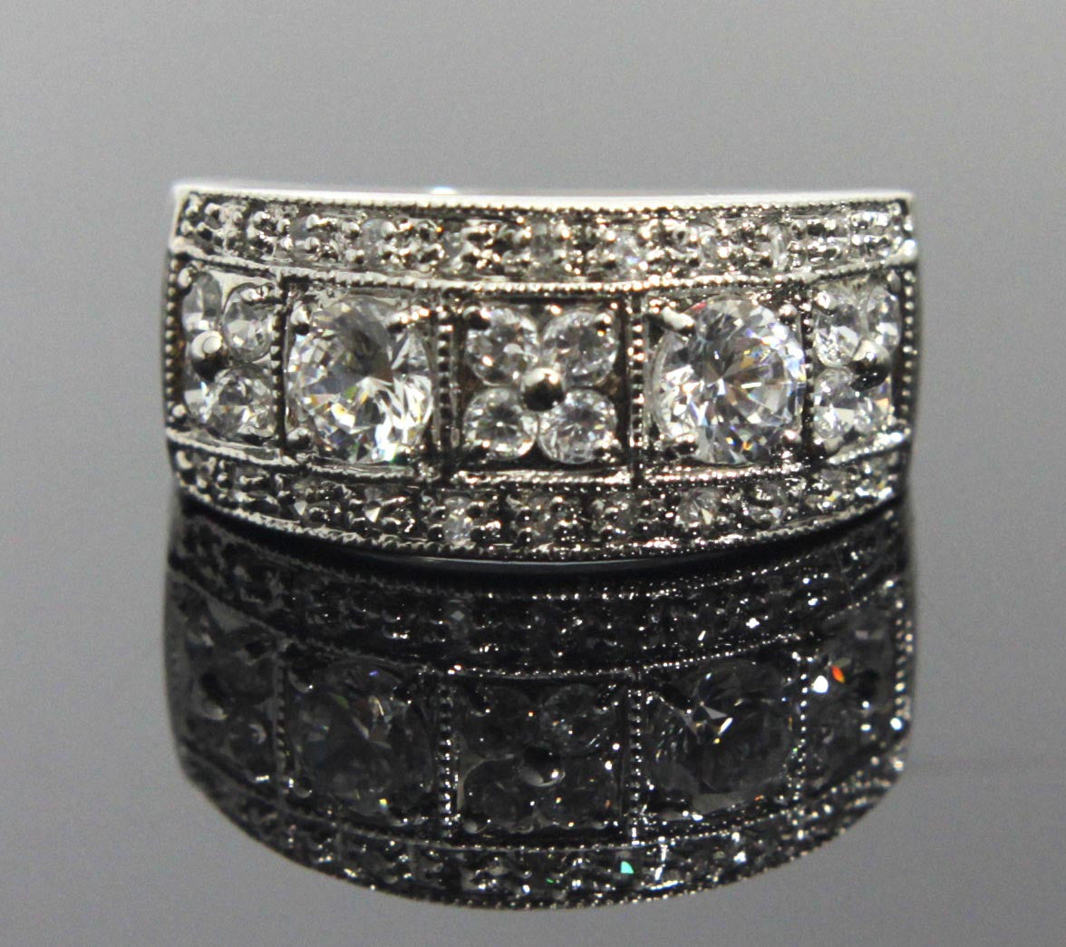 Sterling Silver Diamond CZ Ring Size 8