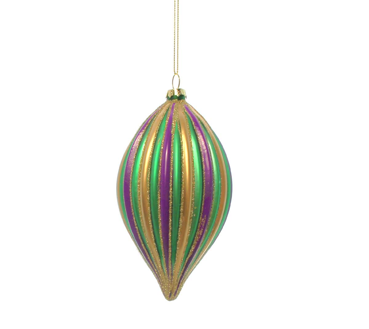Purple, Green and Gold Striped Ornaments