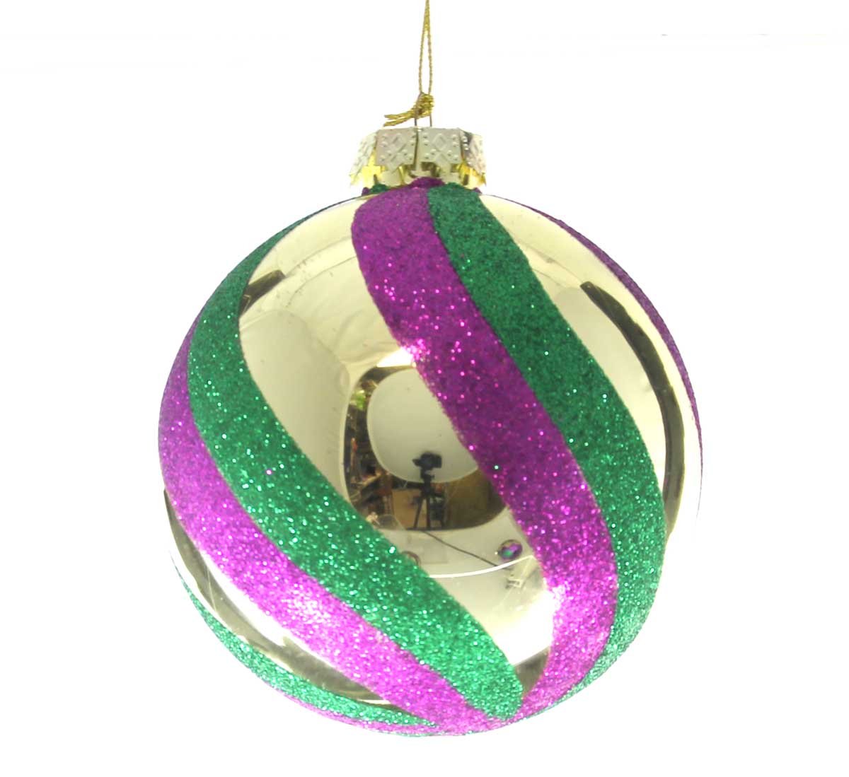 Mardi Gras Round Ornament with Stripes