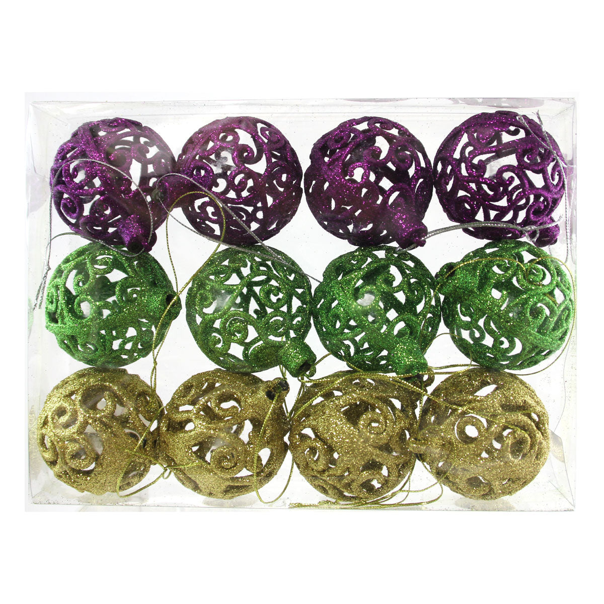 Mardi Gras Ornaments, box of 12