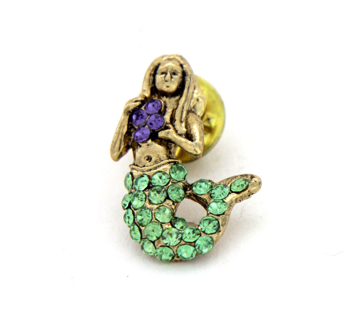 Mermaid Tac Pin, Gold Lavender & Peridot