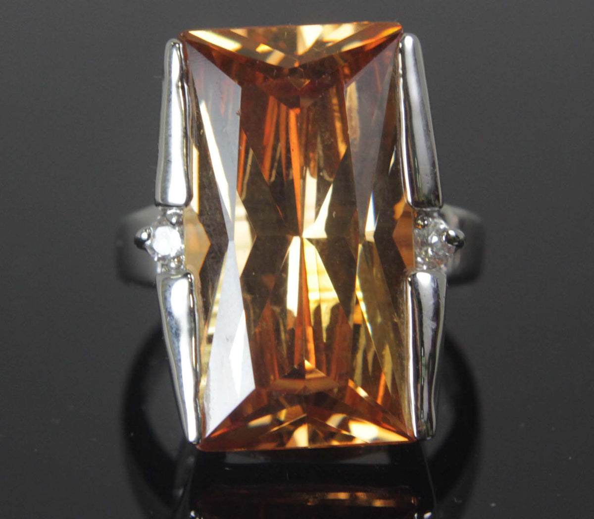Sterling Silver Topaz Rectangle Ring Size 8.5 | Jubilee Gift Shop